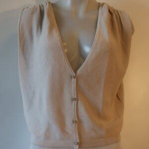Womens ba&sh Beige Cotton Blend Reversible Lony Cardigan Sweater XS